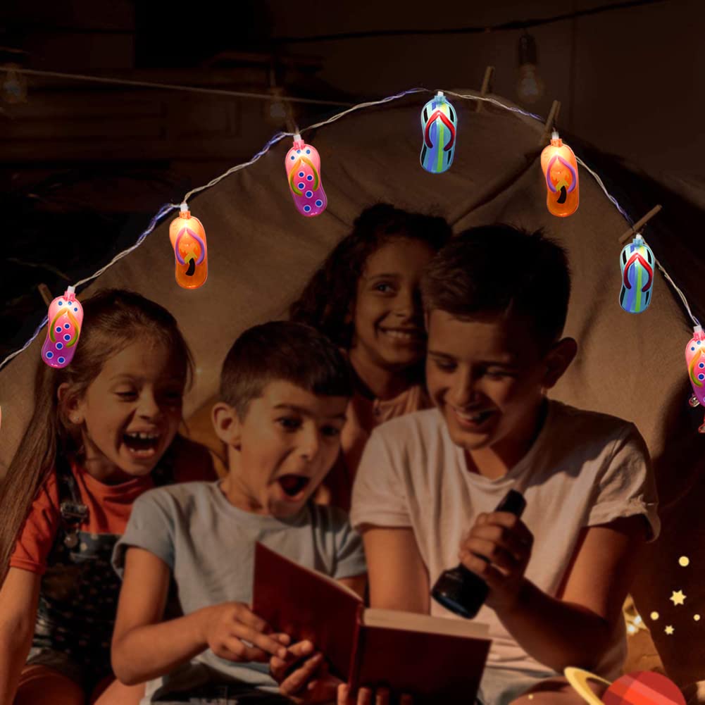 GOOTHY 8.5Ft Tropical Beach String Lights with Flip Flops - Outdoor Decor for Parties & Weddings