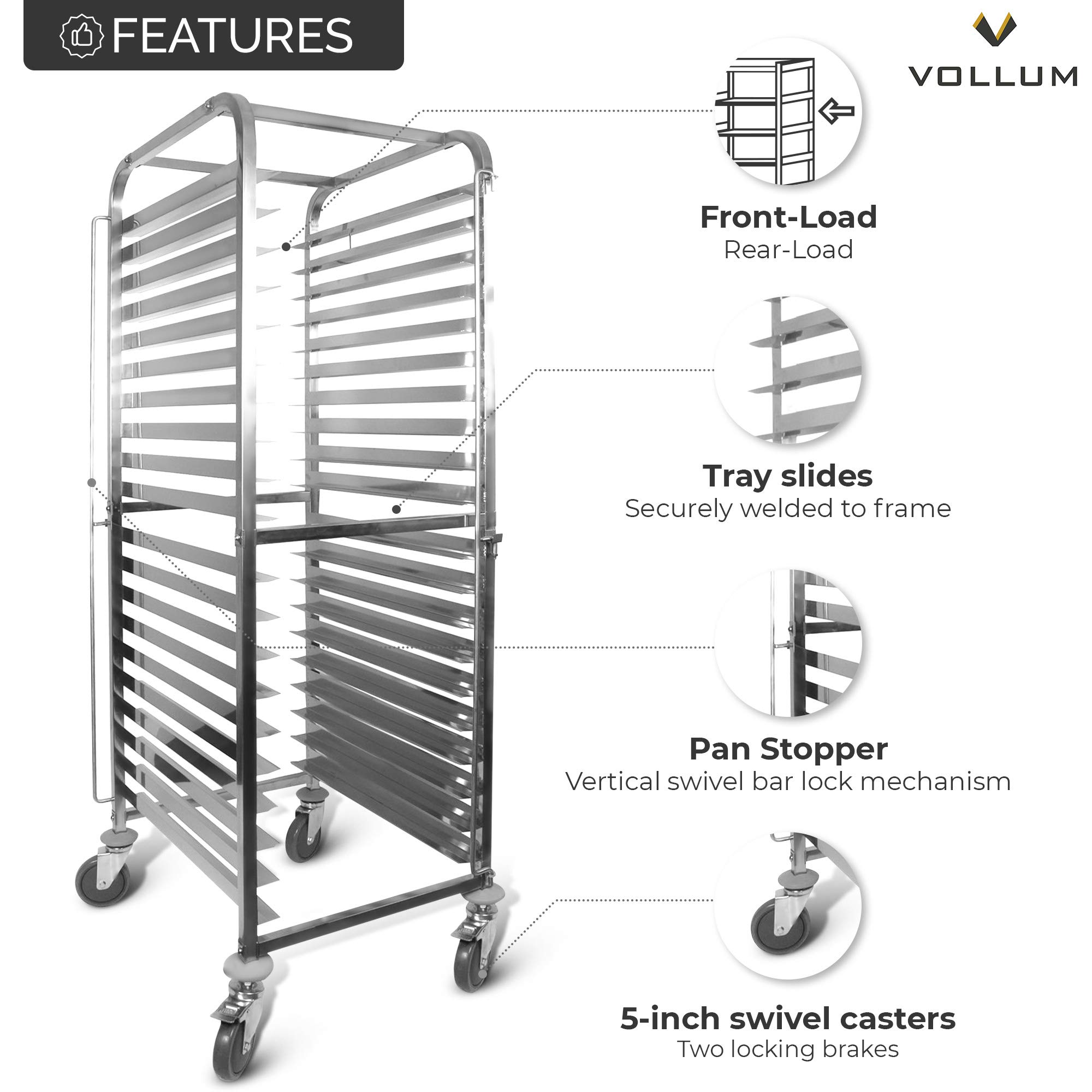 Stainless Steel Front Load Knock Down Bakery Rack - Heavy Duty Commercial Sheet Pan Holder (Fits 20 Full Size Trays) - Perfect for Restaurants, Bakeries & Commercial Kitchens
