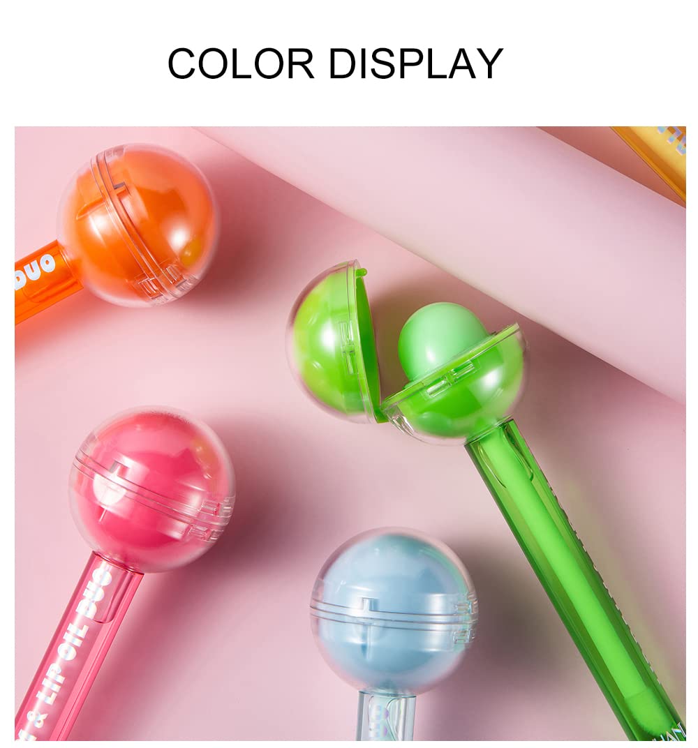 AKARY Lip Gloss & Lip Balm Combo Set - Lollipop Chameleon Lip Gloss, Hydrating Chapstick & Lip Oil Duo - Moisturizing Jelly Lip Glaze with Shine for Women & Girls (Orange) - Perfect for Daily Wear, Parties & Gift Giving