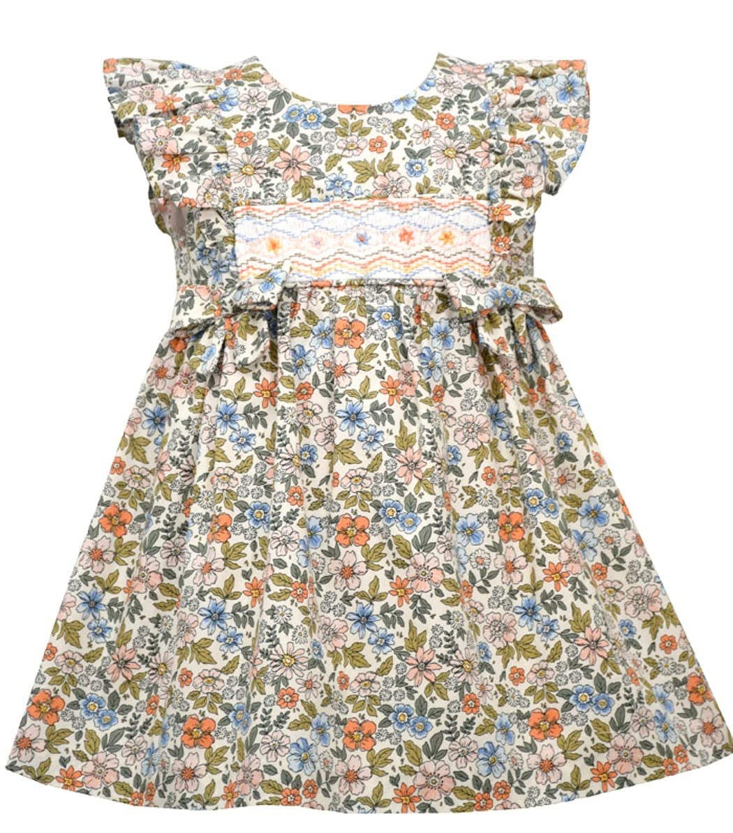 Bonnie Jean Girls' Smocked Dresses - Floral Summer Cotton Dress for Toddler & Kids - Perfect for Birthday Parties, Easter & Family Photos