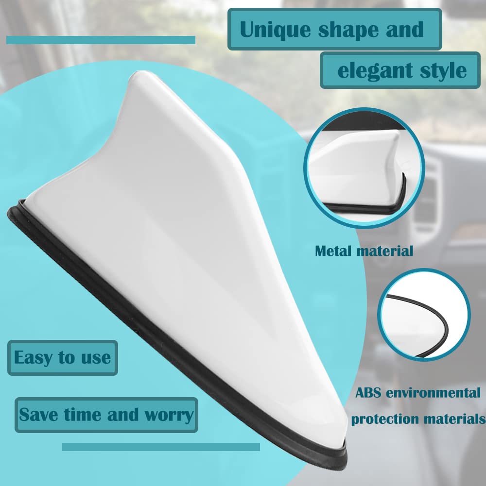 Shark Fin Car Antenna Topper - Universal Automotive Exterior Accessory for Car, SUV & Truck - Vivid White Shark Fin Antenna for Stylish Vehicle Decoration - Perfect for Car Shows, Gifts & Customizing Your Ride