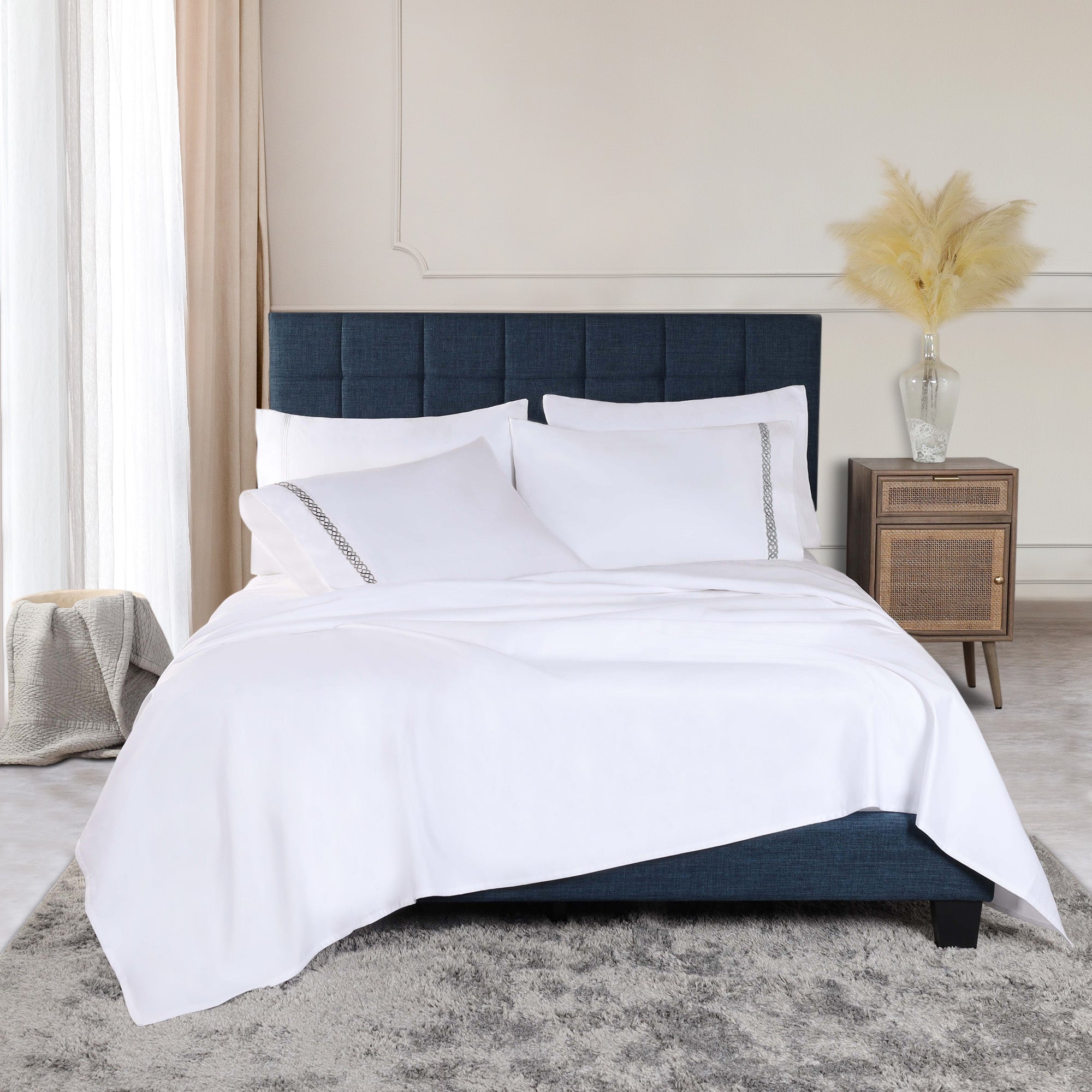 Luxury 1000 Thread Count Egyptian Cotton Bed Sheet Set - Queen Size, Soft & Breathable for Ultimate Comfort - Perfect for Master Bedroom, Guest Room & Hotel Use