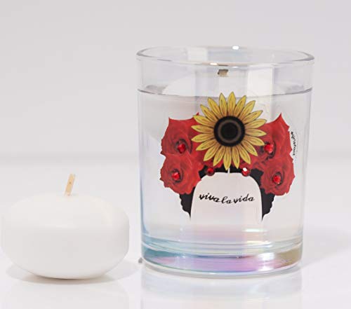 Frida Kahlo Tealight Candle Holder - Decorative Glass Jar for Votive Candles, Feminist Gift for Women, Home Decor Accent for Living Room, Bedroom, or Office