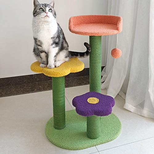 Premium Multi-Level Cat Tree with Mushroom Design, Sisal Jumping Platforms & Flower Backrest - Large Cat Climbing Frame for Indoor Cats - Perfect for Play, Exercise & Relaxation in Home or Office