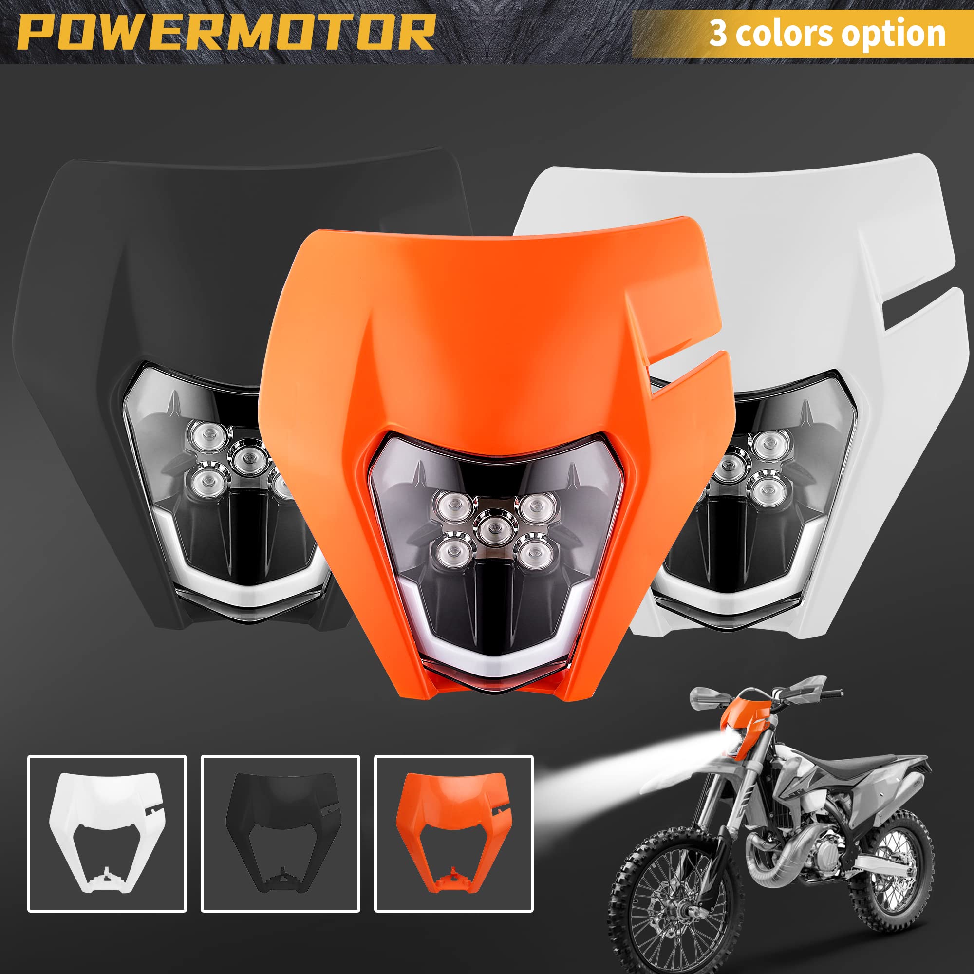 Universal Dirt Bike LED Headlight Kit - High Power Motorcycle Headlamp for Pit Bikes, Enduro, ATV & Off-Road Vehicles | Waterproof & Durable Front Light for Night Riding & Trail Adventures