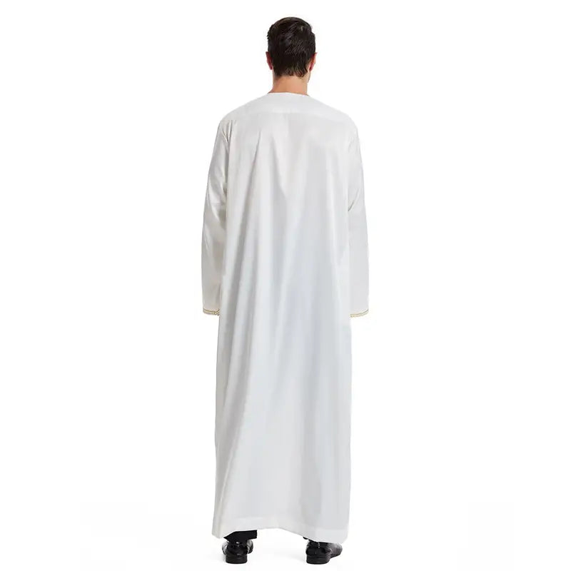 Premium Middle Eastern Arab Men's Thobe Thawb Caftan with Elegant Tassels - Perfect for Eid, Weddings & Special Occasions
