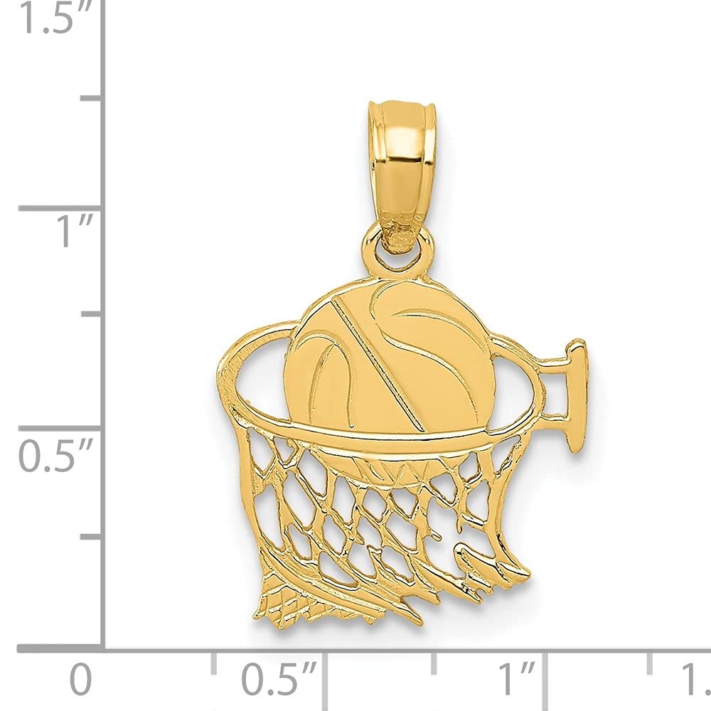 14K Yellow Gold Basketball Net Pendant Necklace for Men & Women - Diamond2Deal | Perfect Gift for Basketball Fans, Athletes & Graduation