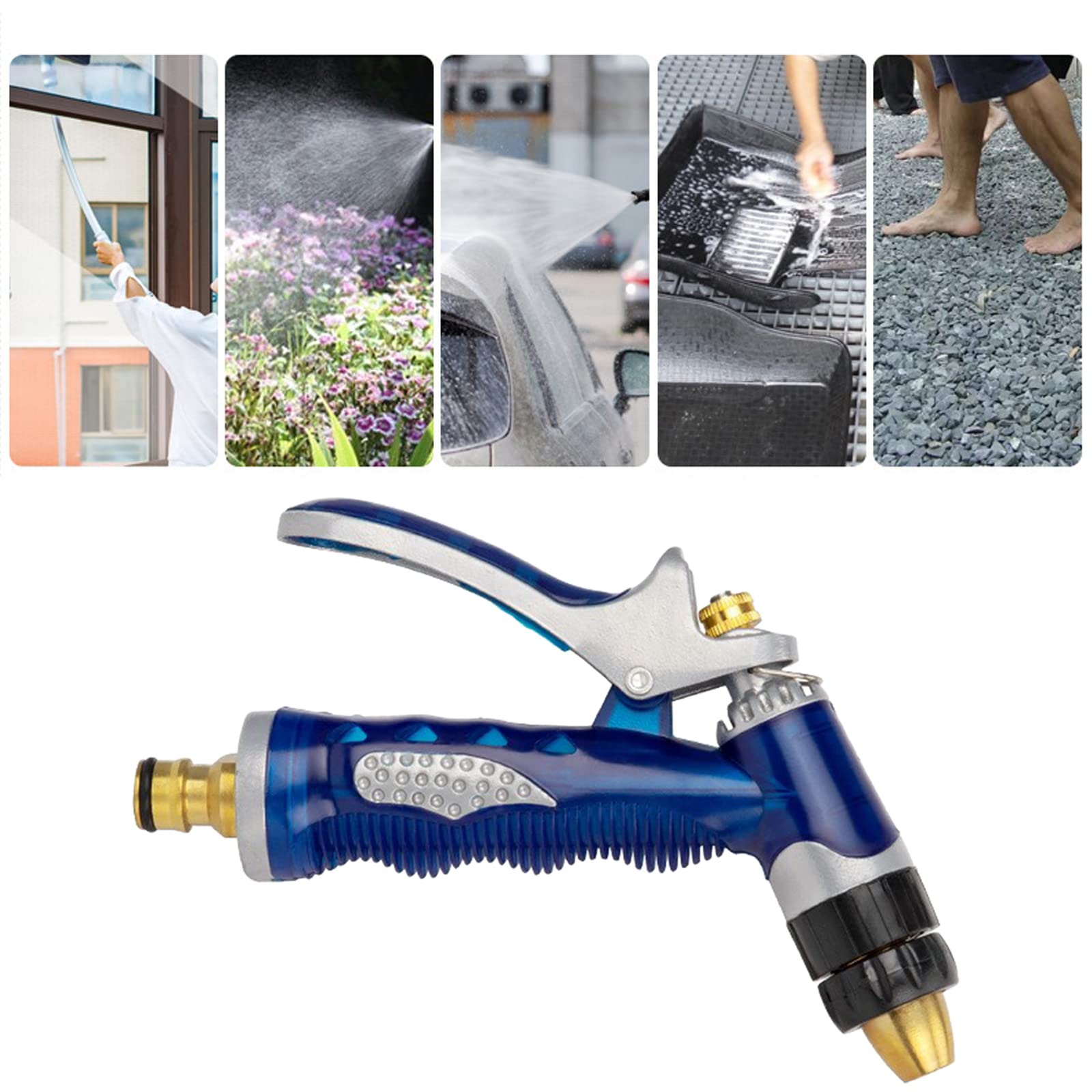 Adjustable Copper Hose Spray Nozzle - High Pressure Watering Nozzle for Car Wash, Lawn & Garden Cleaning - Perfect for Washing Vehicles, Watering Plants, and Outdoor Cleaning Tasks