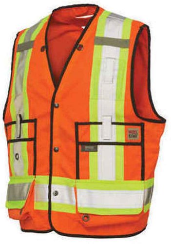 Work King Men's High Visibility Surveyor Safety Vest - Reflective Construction Vest for Road Work, Surveying & Outdoor Jobs