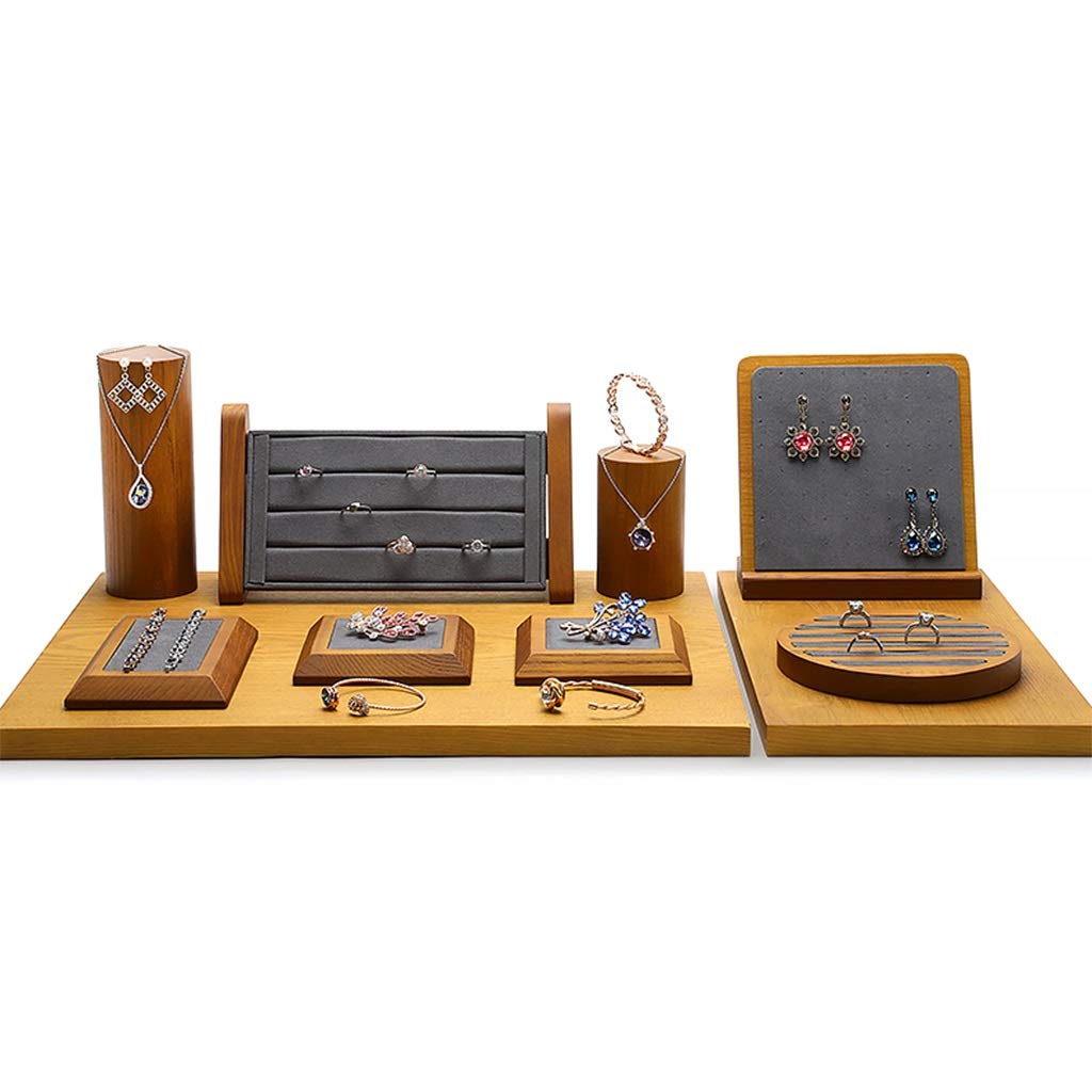 Wooden Jewelry Organizer Stand - Hanging Display for Necklaces, Bracelets, Earrings & Rings - 64x35cm Jewelry Storage Box with Trays - Perfect for Bedroom, Closet & Travel Organization