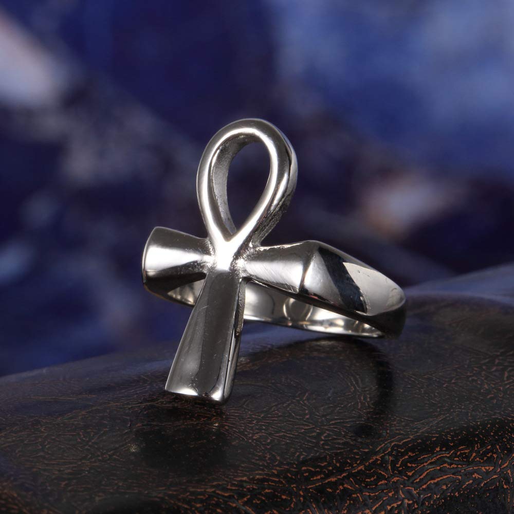 Ankh Cross Rings for Men & Women - Coptic Egyptian Key of Life Wedding Band, Promise Ring - Sizes 7-13 - Perfect for Spiritual Gifts, Couple Jewelry & Unique Wedding Accessories