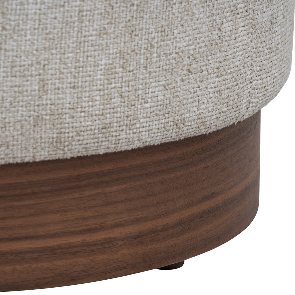 AURA Ottoman 37.5cm (14.8 Inches) Storage Footstool - Beige & Walnut Finish - Perfect for Living Room, Bedroom or Office Decor