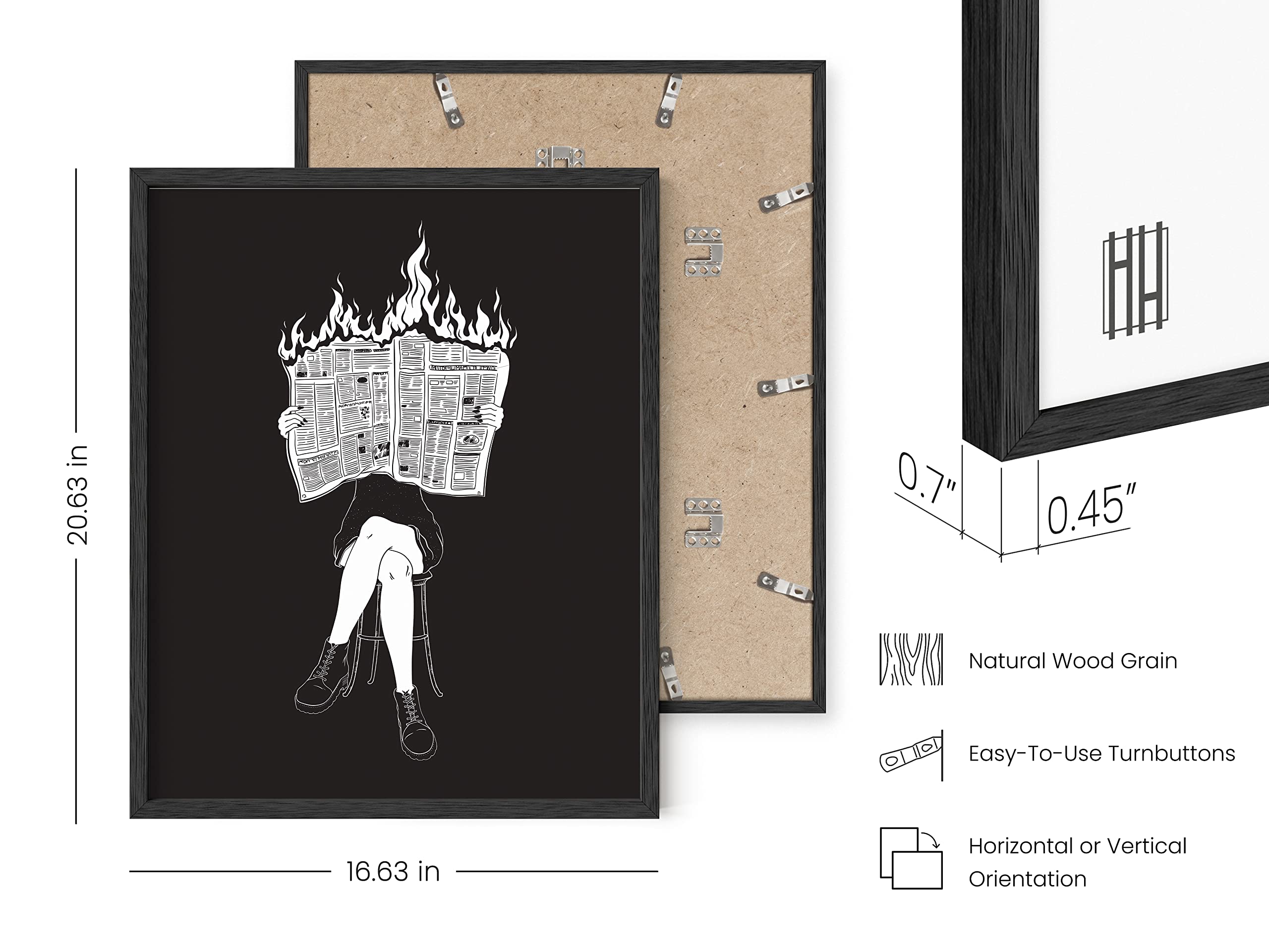 HAUS AND HUES Edgy Black and White Skull Art Prints Set of 4 - 16x20 Framed Gothic Wall Decor for Halloween, Witchy Aesthetic Bedroom, Teen Girls Room & Goth Home Decor | Perfect for Spooky Parties, Dark Academia Themes & Alternative Interior Design