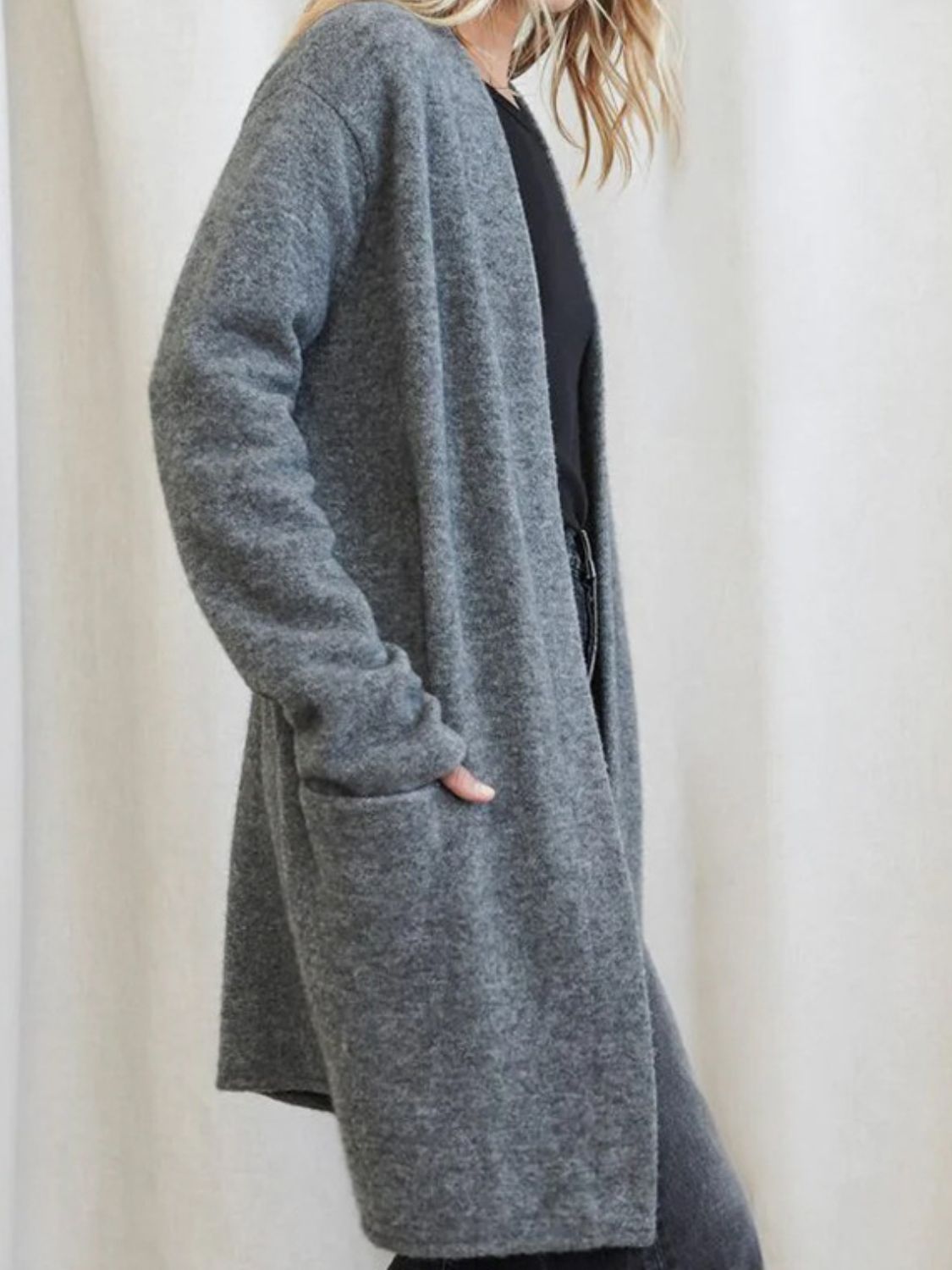 Stylish Open Front Long Sleeve Cardigan with Pockets - Cozy Fall & Winter Layering Essential for Women