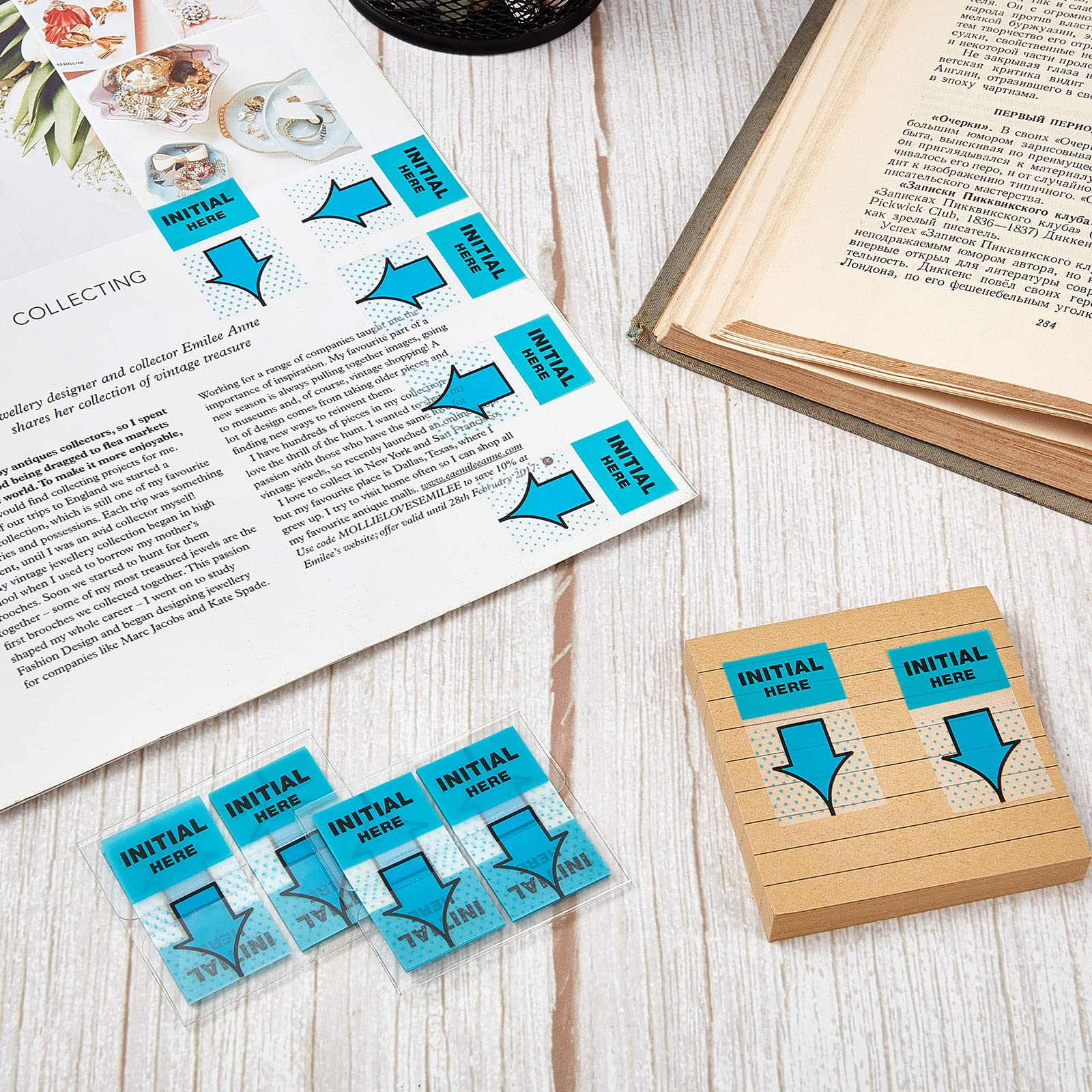 1250 Pcs Initial Here Flags - 1 Inch Blue Tabs for Office Notebooks & Books