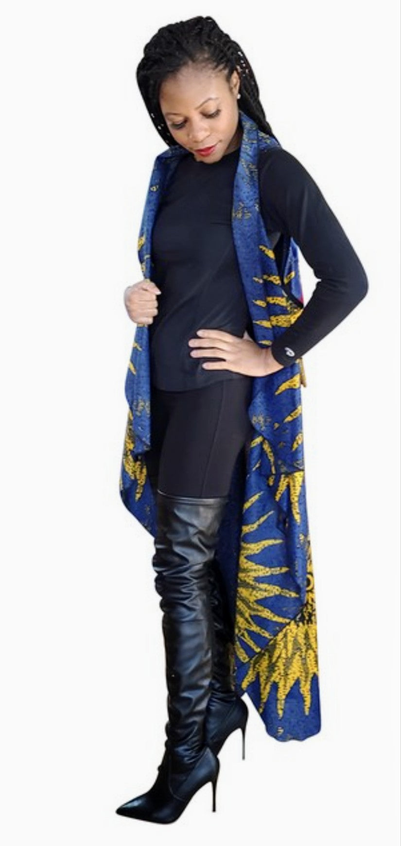 African Print Ankara Shawl Vest - Stylish DPPS4071 for Women, Fashionable Wrap Scarf for Parties, Weddings & Cultural Events