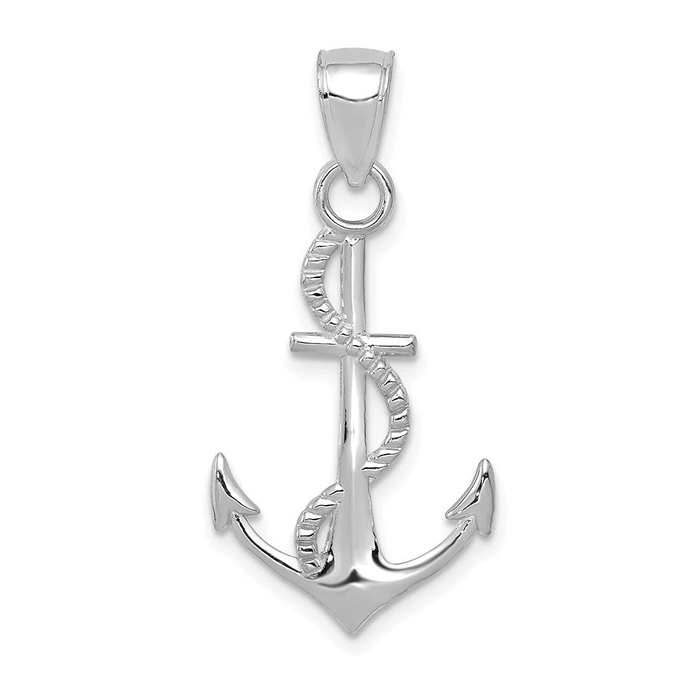 14K Gold Polished Anchor Rope Pendant Necklace - Elegant Women's Fine Jewelry for Everyday Wear, Gifts & Nautical-Themed Occasions
