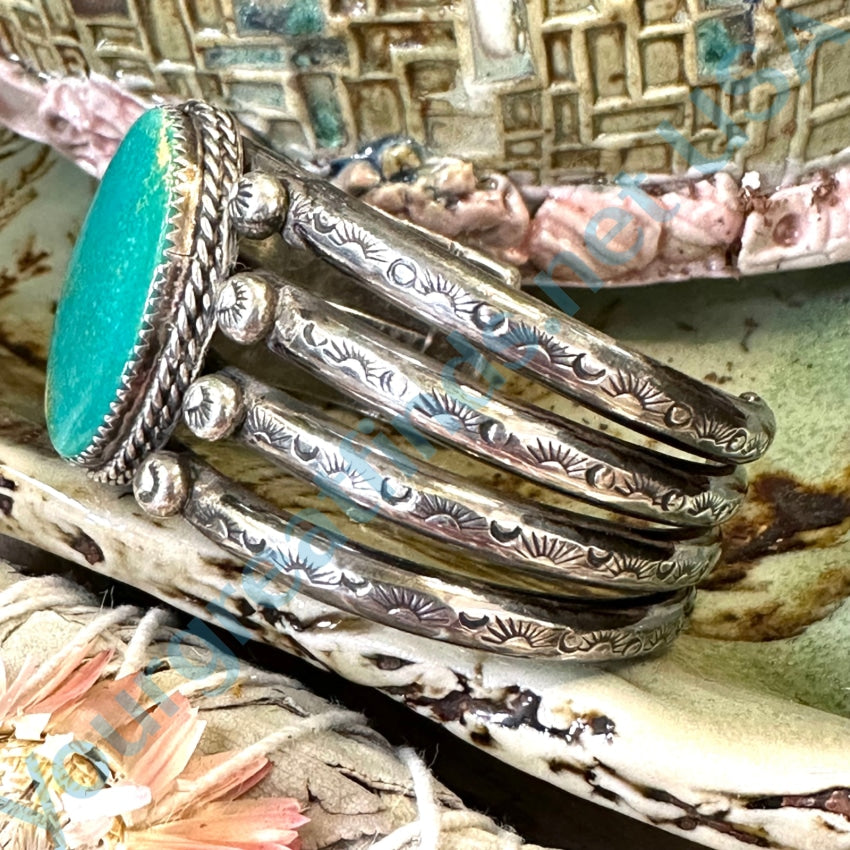 Sterling Silver Turquoise Raindrop Bracelet - Authentic Navajo Jewelry by Sonny Spruce (1999) - Perfect for Boho Fashion & Southwest Style Accessories