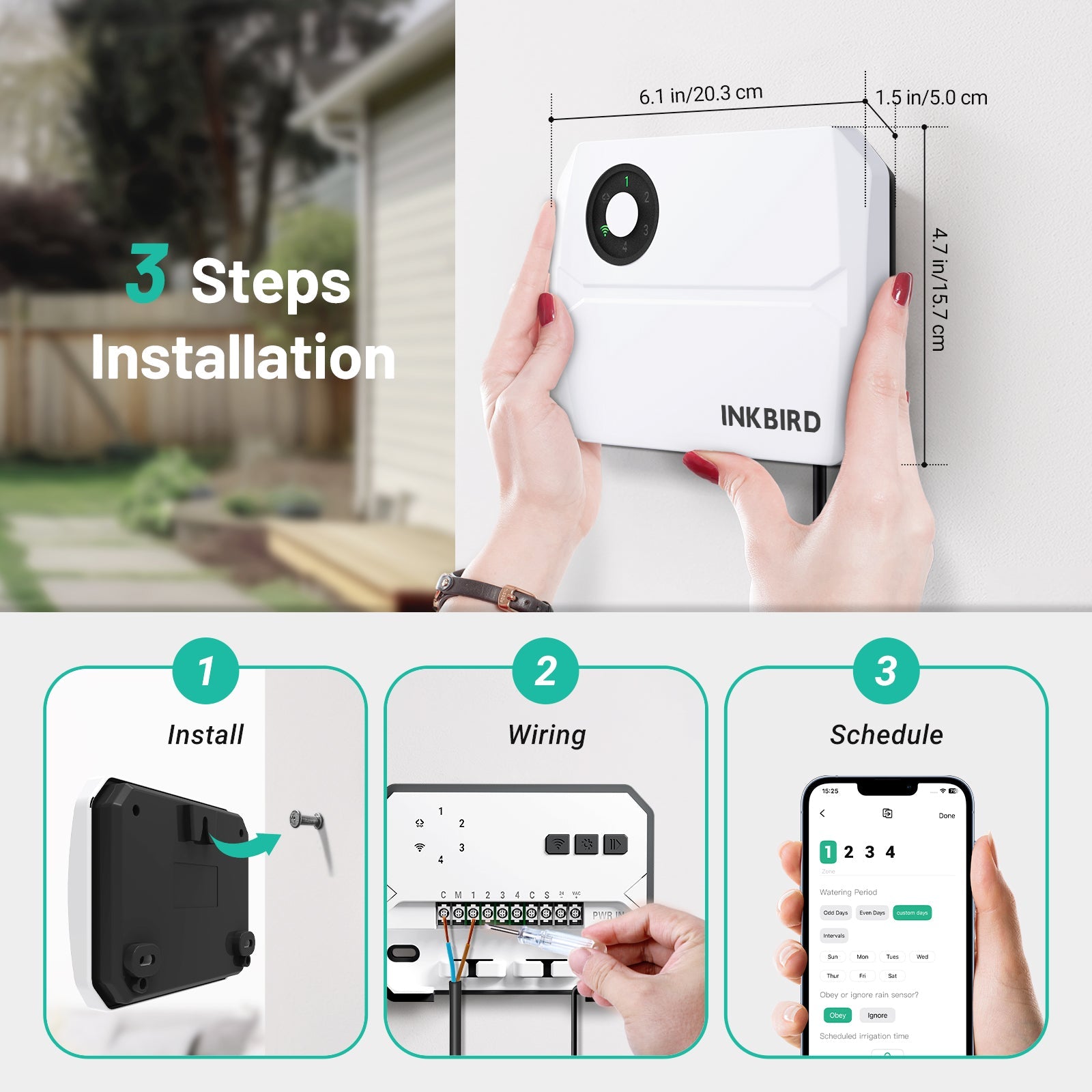 4 Zone Smart WiFi Sprinkler Controller - Indoor/Outdoor Irrigation System for Lawns, Gardens & Landscaping | Compatible with Alexa & Google Home | Weather-Based Watering & Remote Control via App