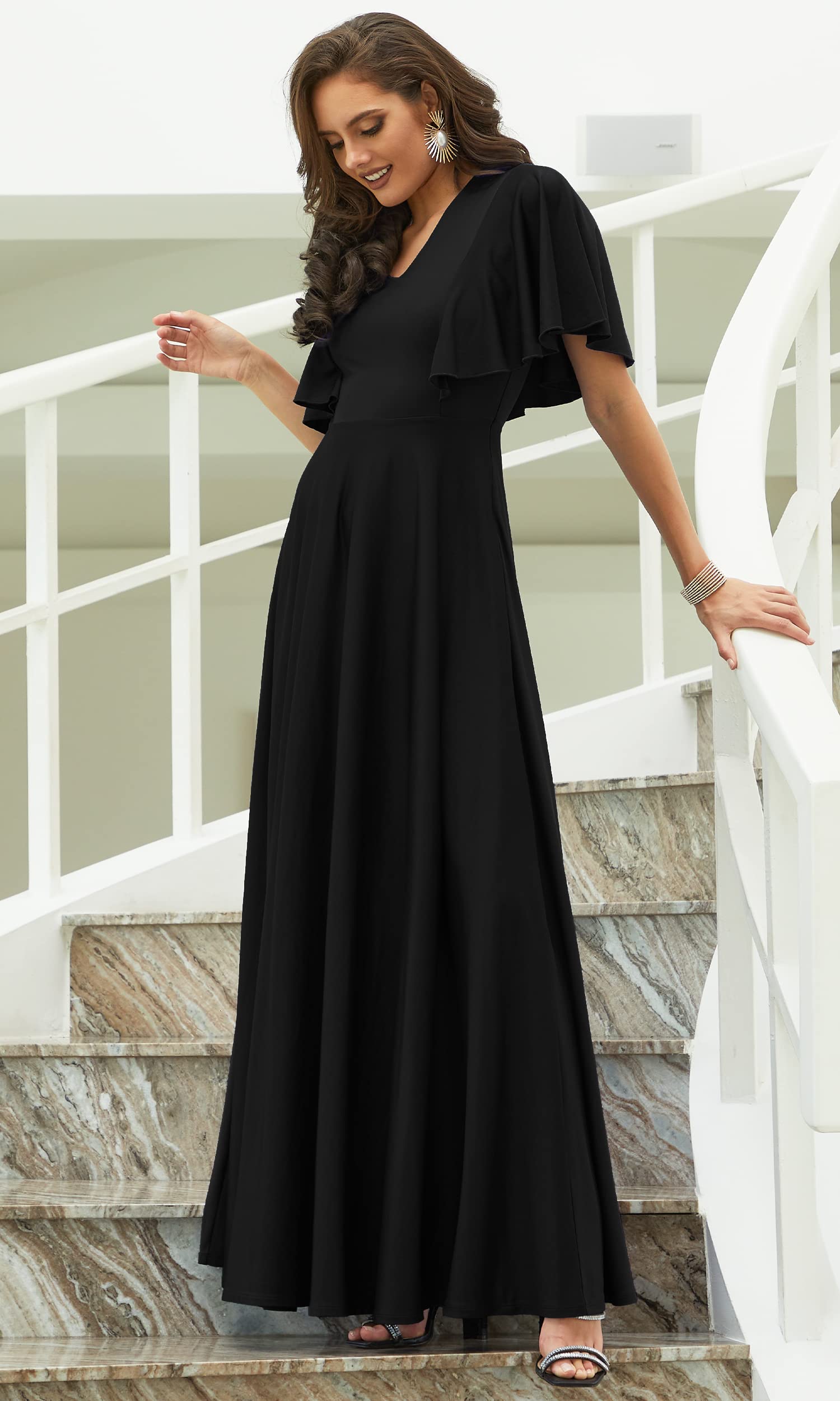 Elegant Women's Long Bridesmaid Evening Cocktail Maxi Dress - Modest Formal Gown for Weddings, Parties & Special Occasions