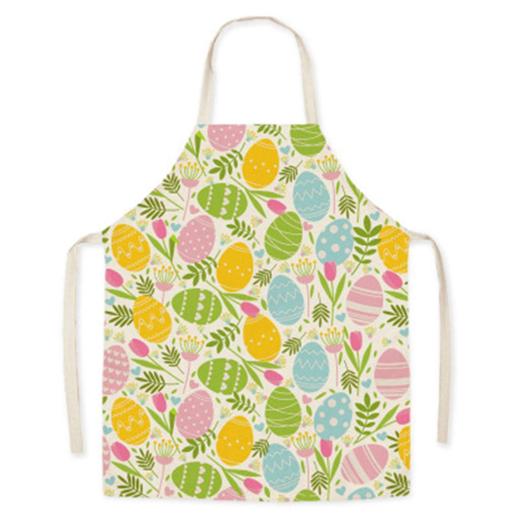 Easter Floral Print Linen Apron for Chefs - Adjustable Unisex Kitchen Bib for Cooking, Baking & Restaurant Use - Perfect for Easter Celebrations & Holiday Cooking