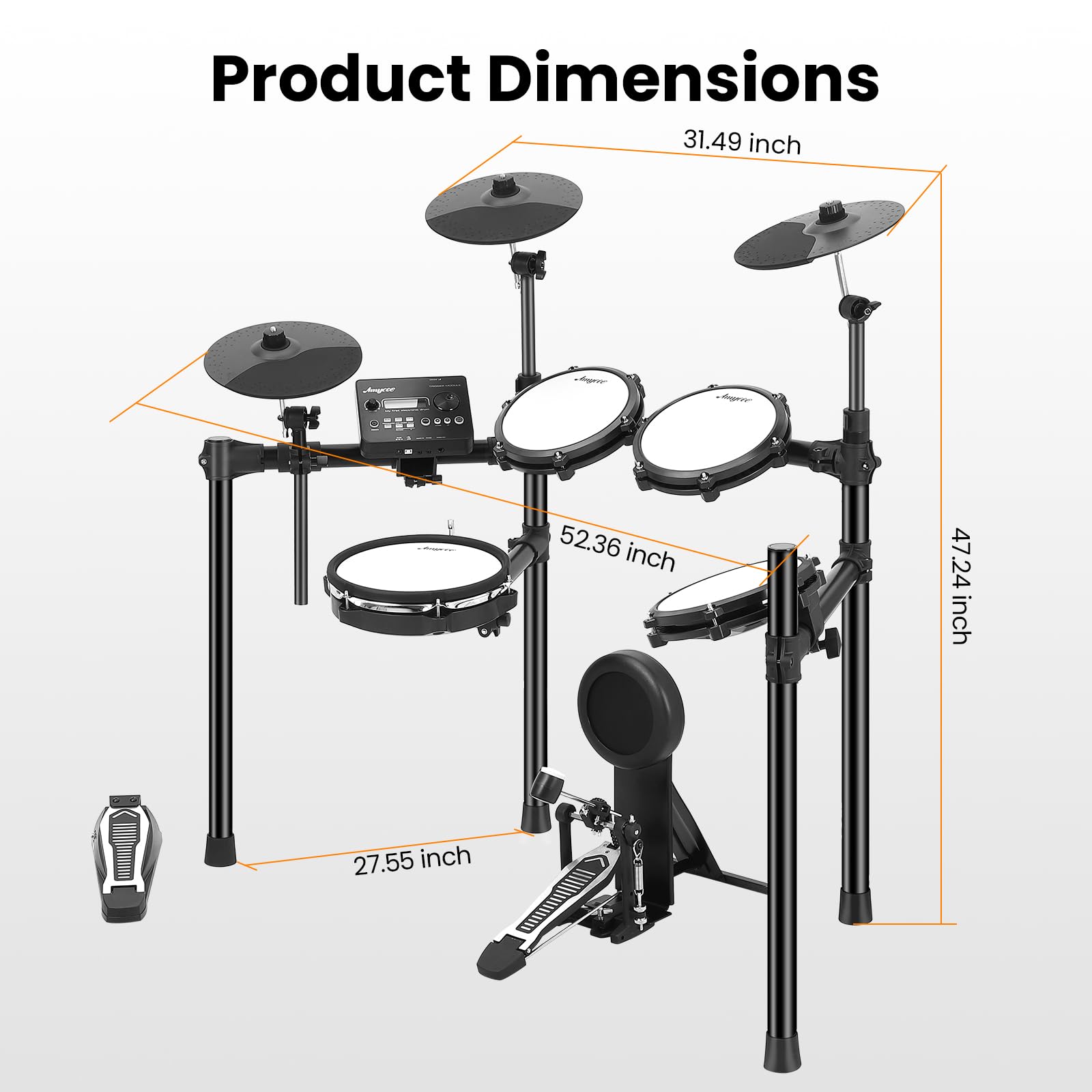 Electric Drum Set for Beginners - 5 Mesh Pads, 3 Cymbals with 390 Sounds | Quiet Electronic Drum Kit with Kick Pedal, Throne, Headphones & USB MIDI | Perfect for Home Practice, Studio Recording & Music Education