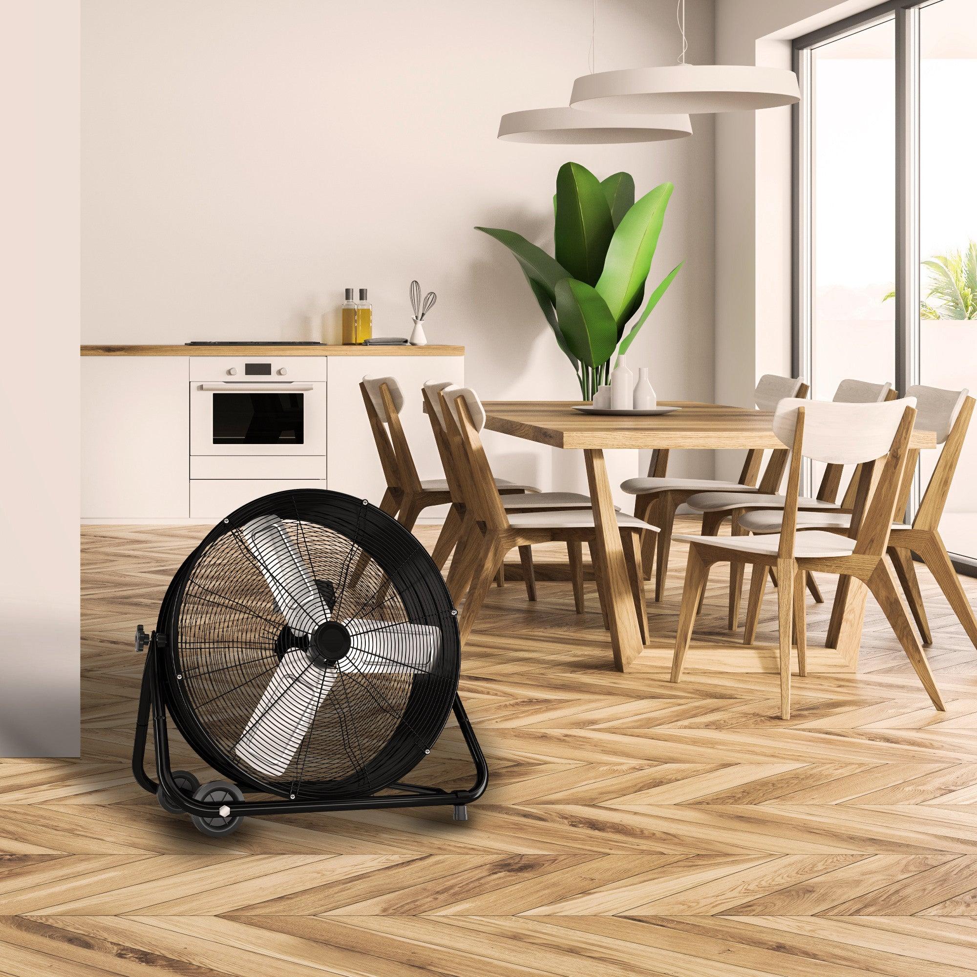 27.5 Inch 3-Speed High Velocity Industrial Drum Fan with Wheels - Powerful Cooling for Warehouses, Garages, Patios & Outdoor Events (Indoor/Outdoor Use)
