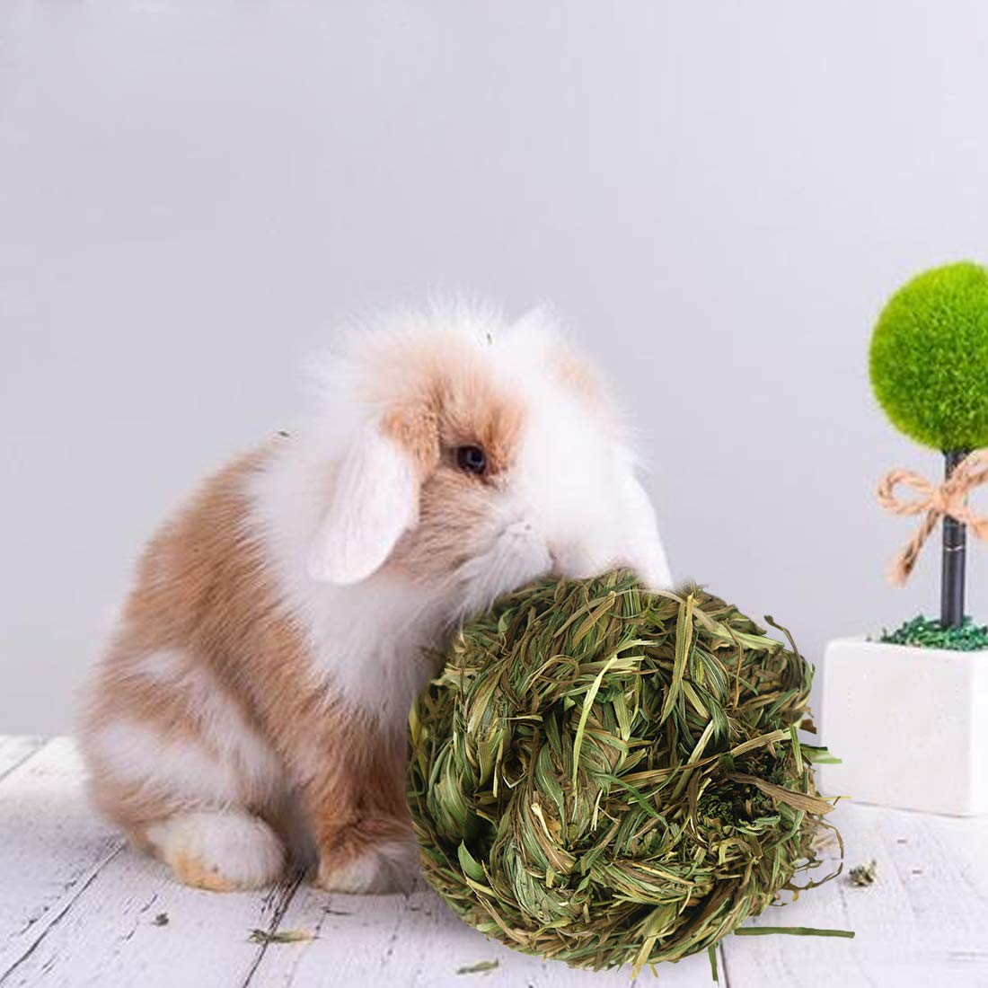 6 Pack Natural Timothy Woven Grass Chew Balls for Rabbits, Hamsters, Chinchillas, Gerbils & Guinea Pigs - Small Animal Teeth Grinding & Play Activity Toys - Perfect for Cage Enrichment & Stress Relief