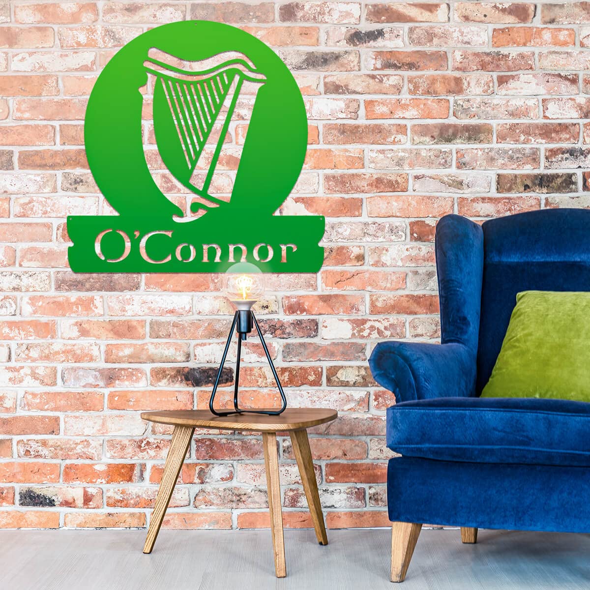 RealSteel Celtic Harp Monogram - Custom Irish & Scottish Decor for St Patrick's Day - Personalized Indoor/Outdoor Home & Business Display - 30 Inch Green Wall Art - Perfect for Pub, Restaurant, Irish Festival & Celtic-Themed Party Decorations