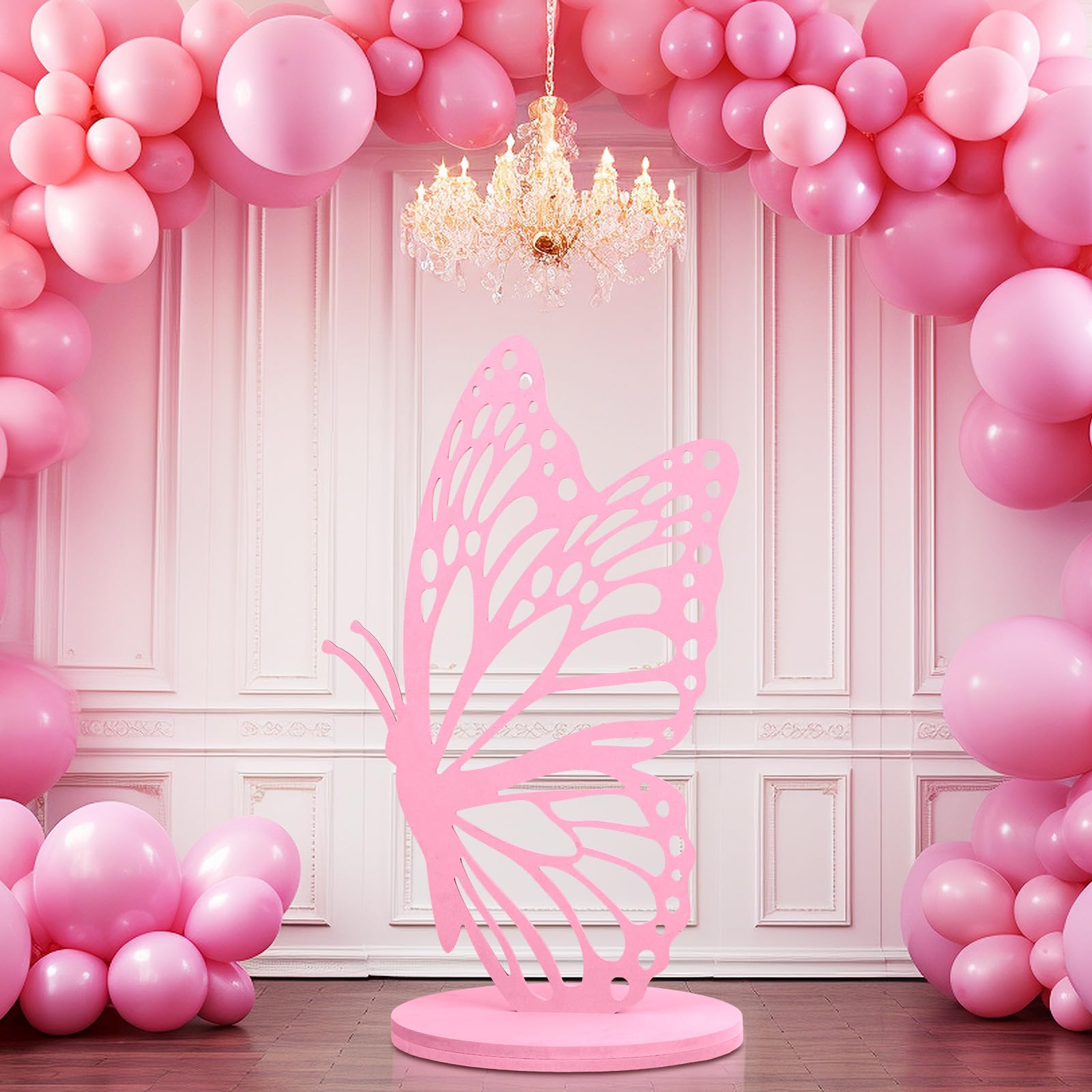 3ft Large Wooden Butterfly Wings Cutout - Standing Backdrop for Baby Shower, Birthday Party, Princess Theme Decorations (Pink) | Perfect for Photo Booths, Gender Reveals & Nursery Wall Decor