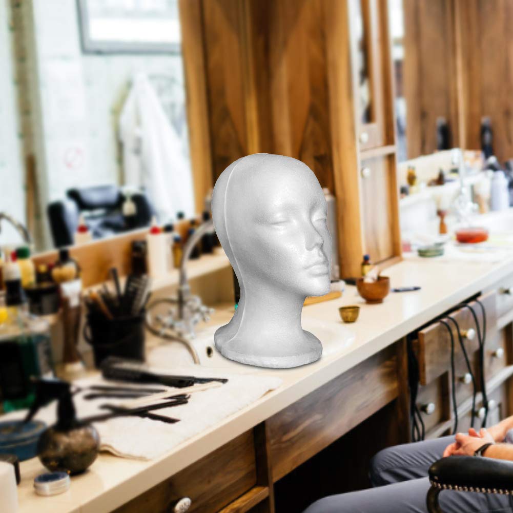 Styrofoam Female Mannequin Head for Wig, Hat & Glasses Display - Stylish & Durable Wig Stand for Salon, Retail & Photography Use
