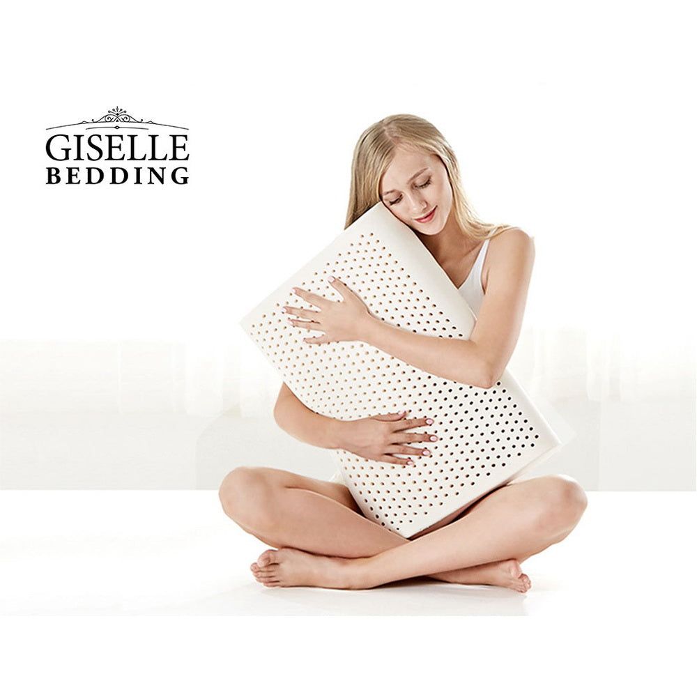 Giselle Bedding Natural Latex Pillow 2 Zone Twin Pack - Hypoallergenic & Breathable for Side & Back Sleepers - Perfect for Home, Travel & Hotel Use