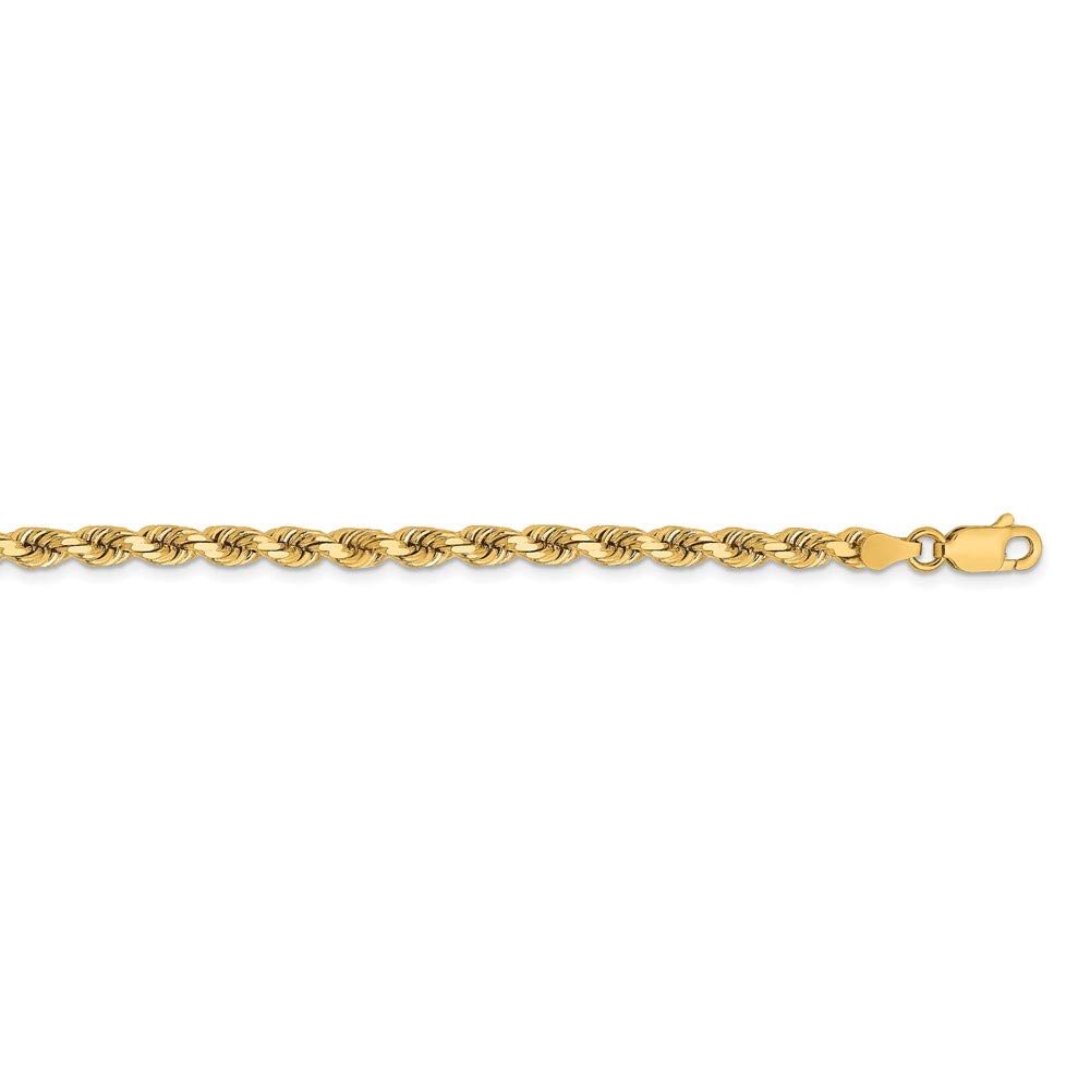 14K Yellow Gold 3.75mm Diamond Cut Rope Chain Necklace, Bracelet or Anklet - Elegant Jewelry for Women, Gift for Her, Perfect for Weddings, Parties and Everyday Wear