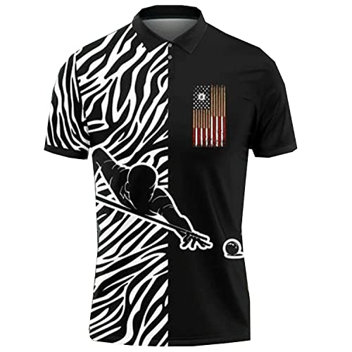Men's 8 Ball Billiards Polo Shirt - Stylish Pool & Snooker Playing Shirts - Breathable Comfort for Casual Wear & Game Nights