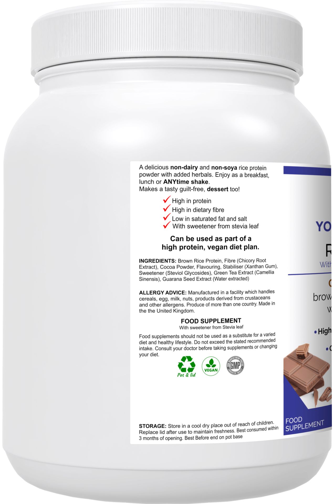 Organic Rice Protein Powder - Plant-Based Vegan Protein Supplement for Muscle Recovery & Weight Loss | Ideal for Smoothies, Baking & Post-Workout Nutrition