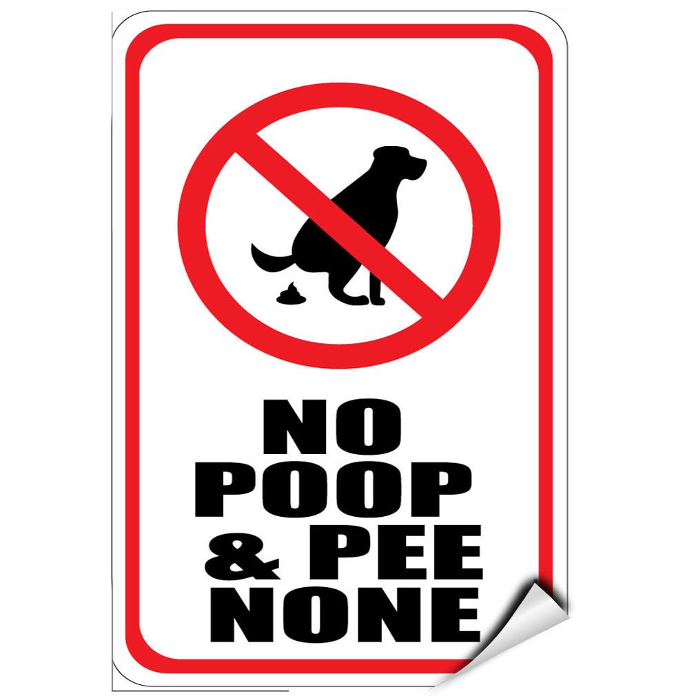 No Pee & Poop Zone - Pet Warning Sign Sticker for Dogs & Cats - Waterproof Vinyl Decal for Doors, Windows & Walls - Humorous Animal Training Aid for Home & Yard