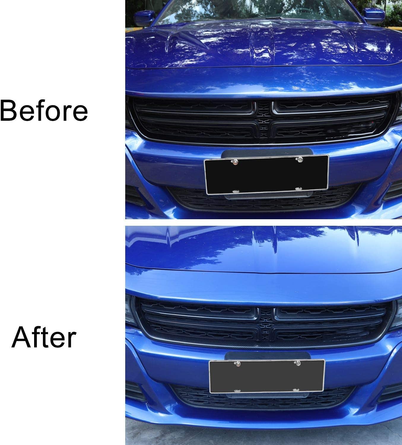 ABS Carbon Fiber Front Grille Inserts for 2015-2020 Dodge Charger - 2pcs Black Mesh Grille Cover - Upgrade Your Car's Style for Street Racing & Car Shows