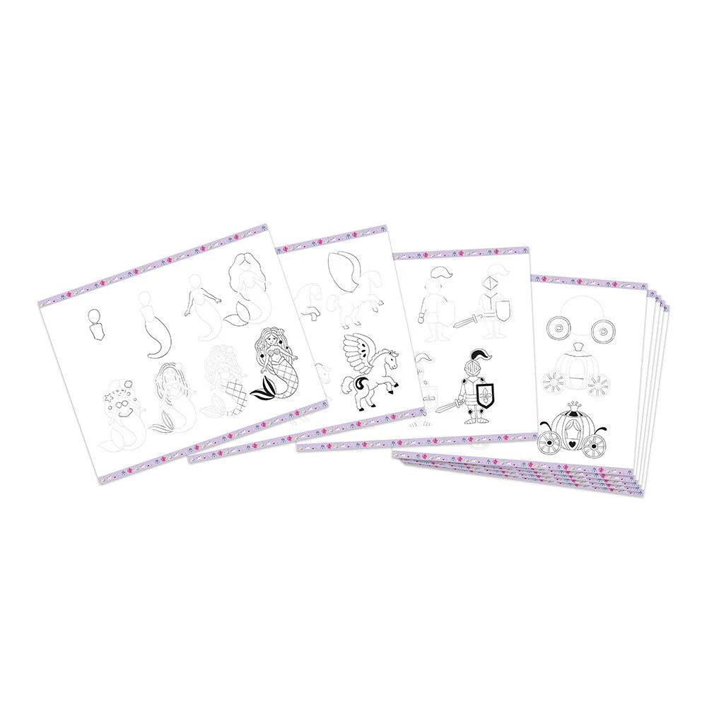 Janod Step by Step Fantasy Drawing Kit for Kids - Learn to Draw Magical Creatures | Perfect for Home, School & Creative Play