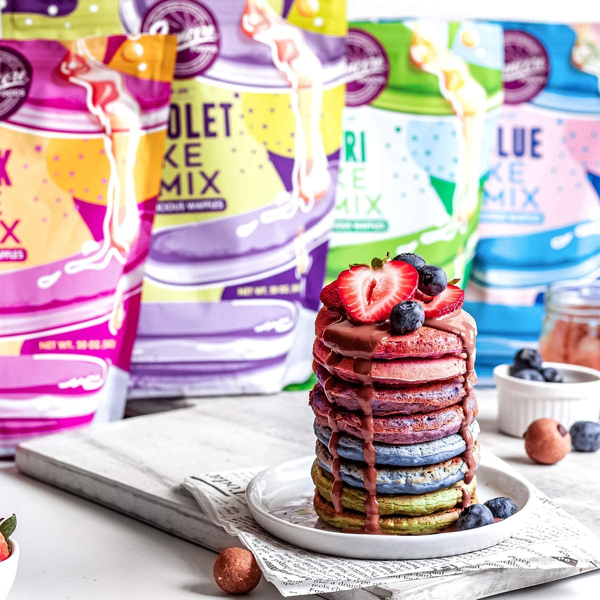 Suncore Foods Power Pink Pitaya Pancake & Waffle Mix - Non-GMO, Vegan, Gluten-Free, 20oz (1 Pack) - Perfect for Breakfast, Brunch, and Dessert Recipes