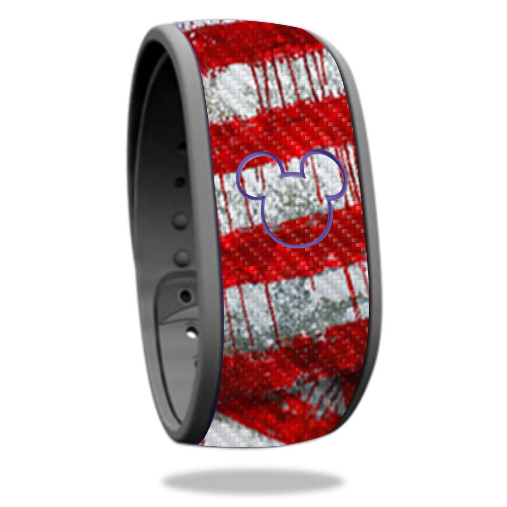 Premium Carbon Fiber Skin for Disney MagicBand - Flag Drips Design | Protective & Durable Textured Cover | Easy to Apply & Remove | USA Made | Perfect for Theme Park Visits & Disney Collections