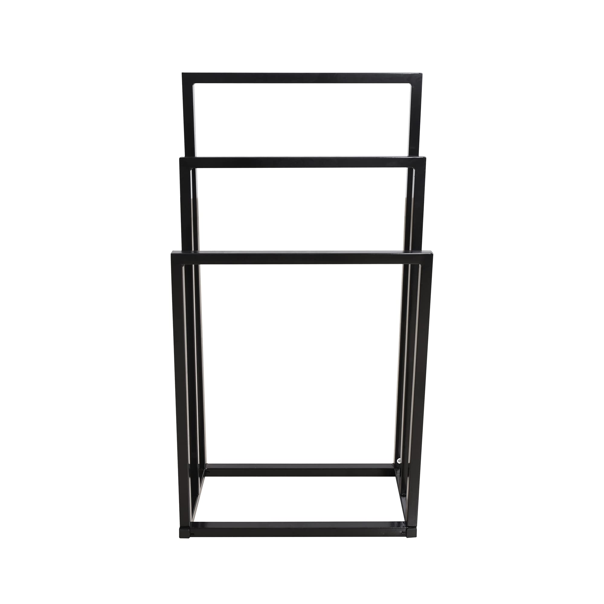 Ochine 3-Tier Freestanding Metal Towel Rack - Modern Black Bathroom Storage Organizer with 3 Bars for Towels & Washcloths | Space-Saving Drying Shelf for Bathroom, Laundry Room & Small Apartment Organization