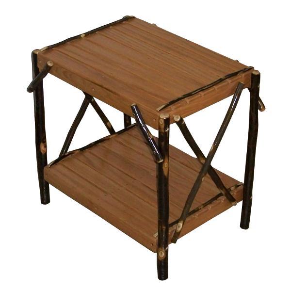 Stylish Hickory End Table for Living Room - Rustic Wood Side Table with Storage Shelf - Perfect for Small Spaces, Bedroom, or Office Decor