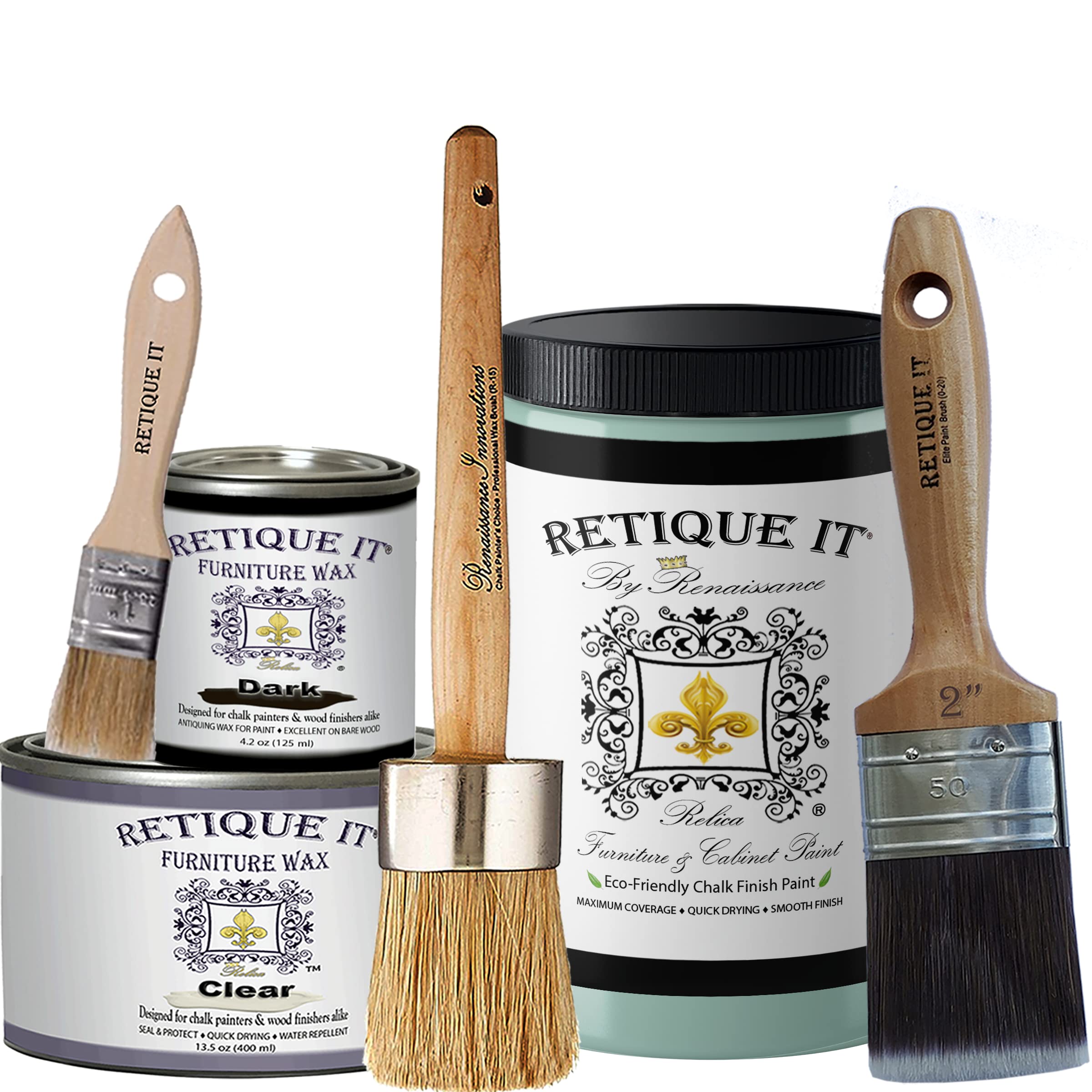 Retique It Chalk Furniture Paint Kit by Renaissance - 32oz Tranquility Blue | DIY Furniture Makeover, Shabby Chic Decor, Home Restoration Projects | Perfect for Tables, Chairs, Cabinets & More