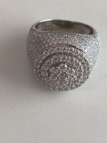 HarlemBling 925 Sterling Silver Men's Iced Hip Hop Ring - Round Cluster Cubic Zirconia Ring for Men | Perfect for Gifts, Parties, and Everyday Wear