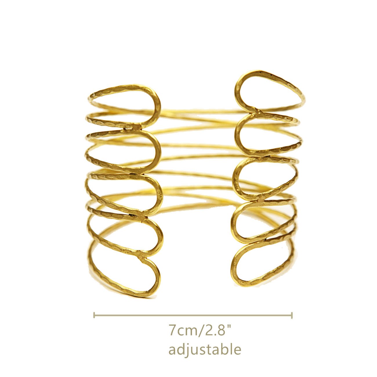 Elegant Gold Swirl Arm Cuff Bracelet - Adjustable 2.8