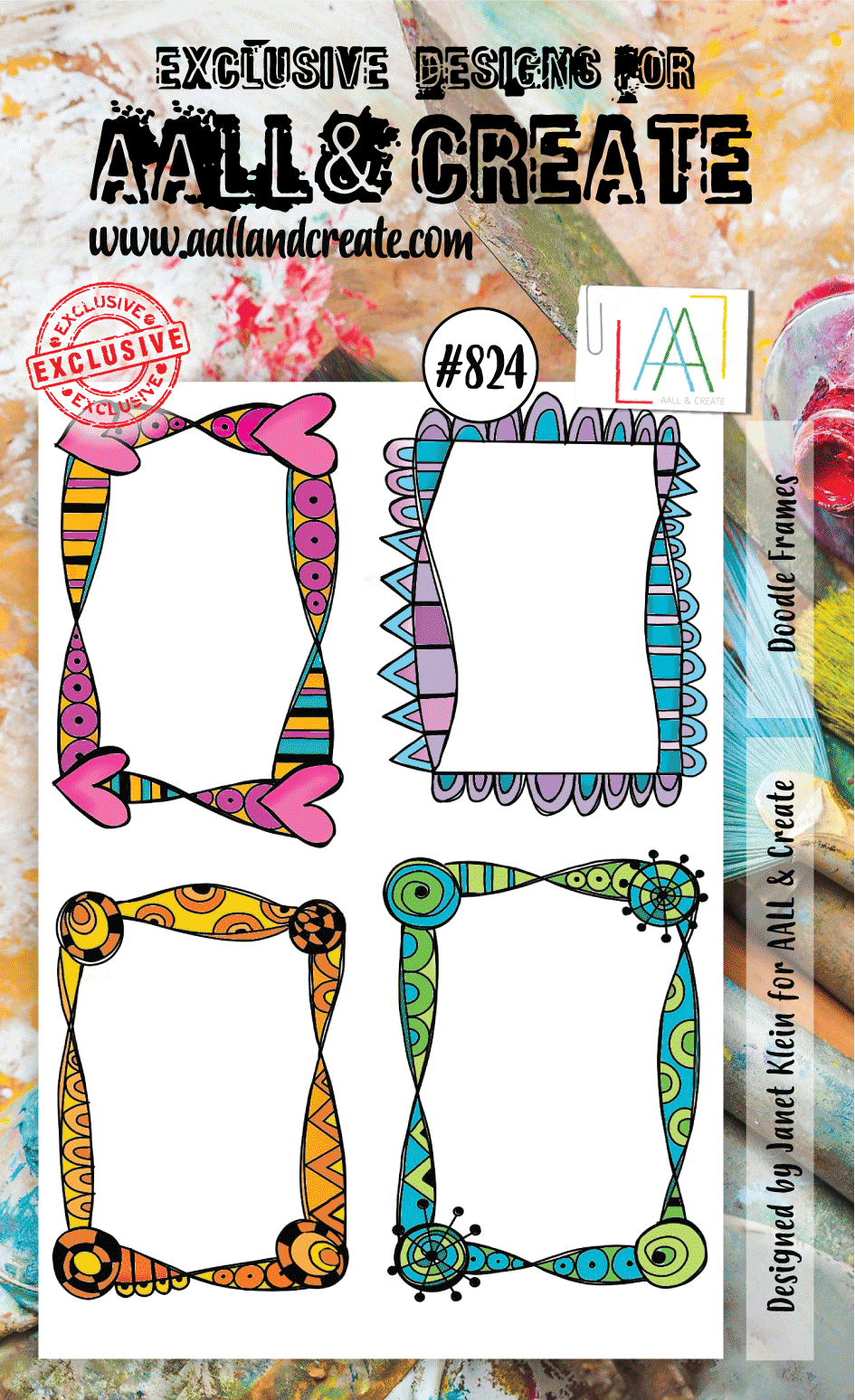 AALL and Create Stamp Set 824 - Doodle Frame Stamps for Scrapbooking, Card Making & DIY Crafts - Perfect for Handmade Greeting Cards, Journals, and Papercraft Projects