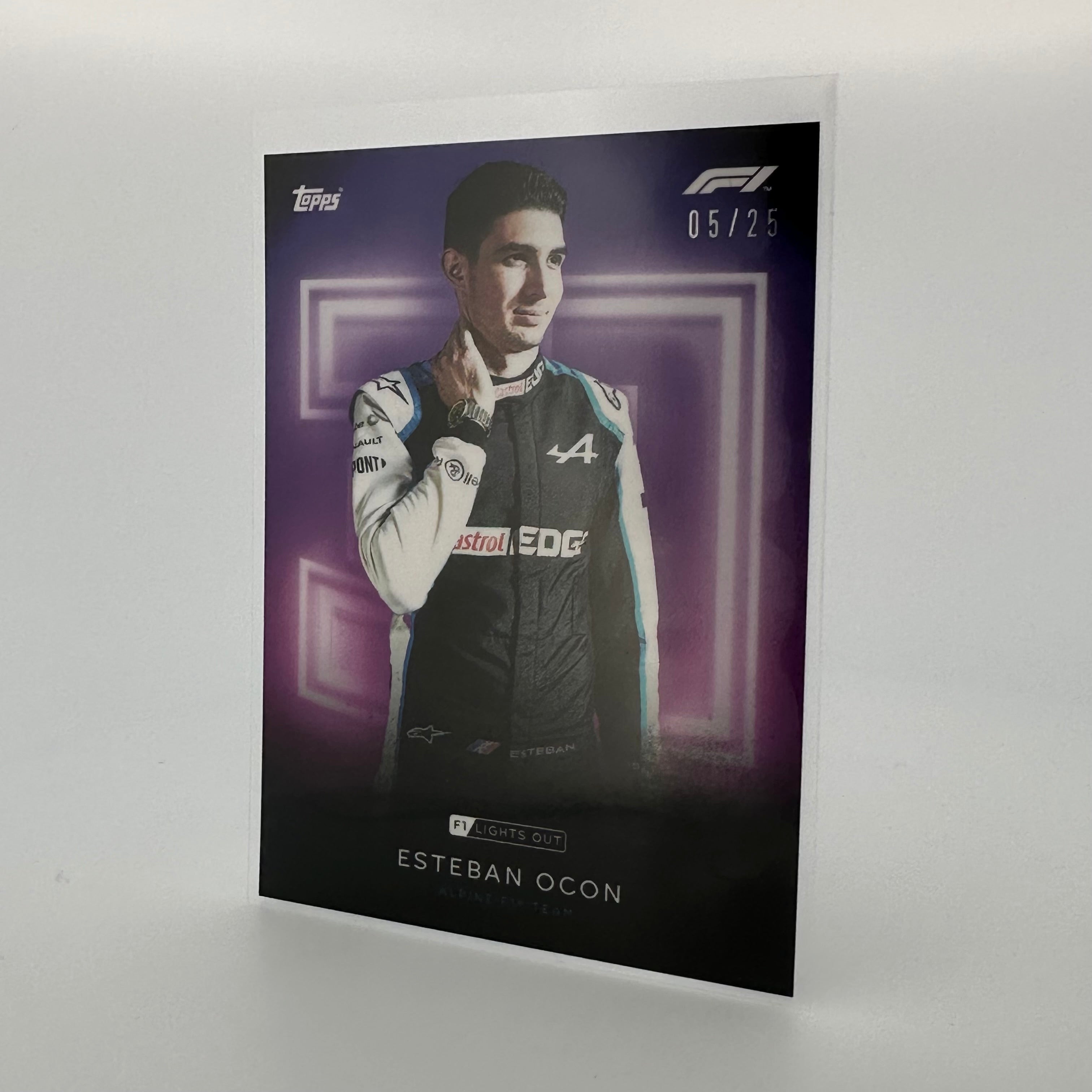 Esteban Ocon F1 Racing Driver Purple Parallel Collectible Card - Perfect for Formula 1 Fans, Sports Memorabilia Collections, and Trading Card Enthusiasts