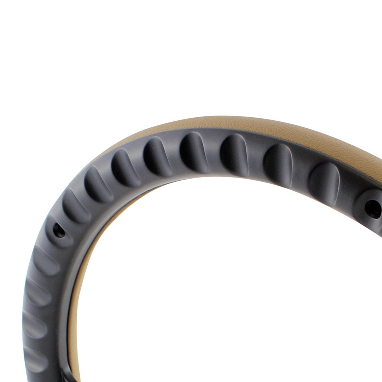 14 Inch Black 5-Bolt Aluminum Steering Wheel with Tan Vinyl Wrap & Horn - Perfect for Car Upgrades, Racing, and Off-Road Vehicles