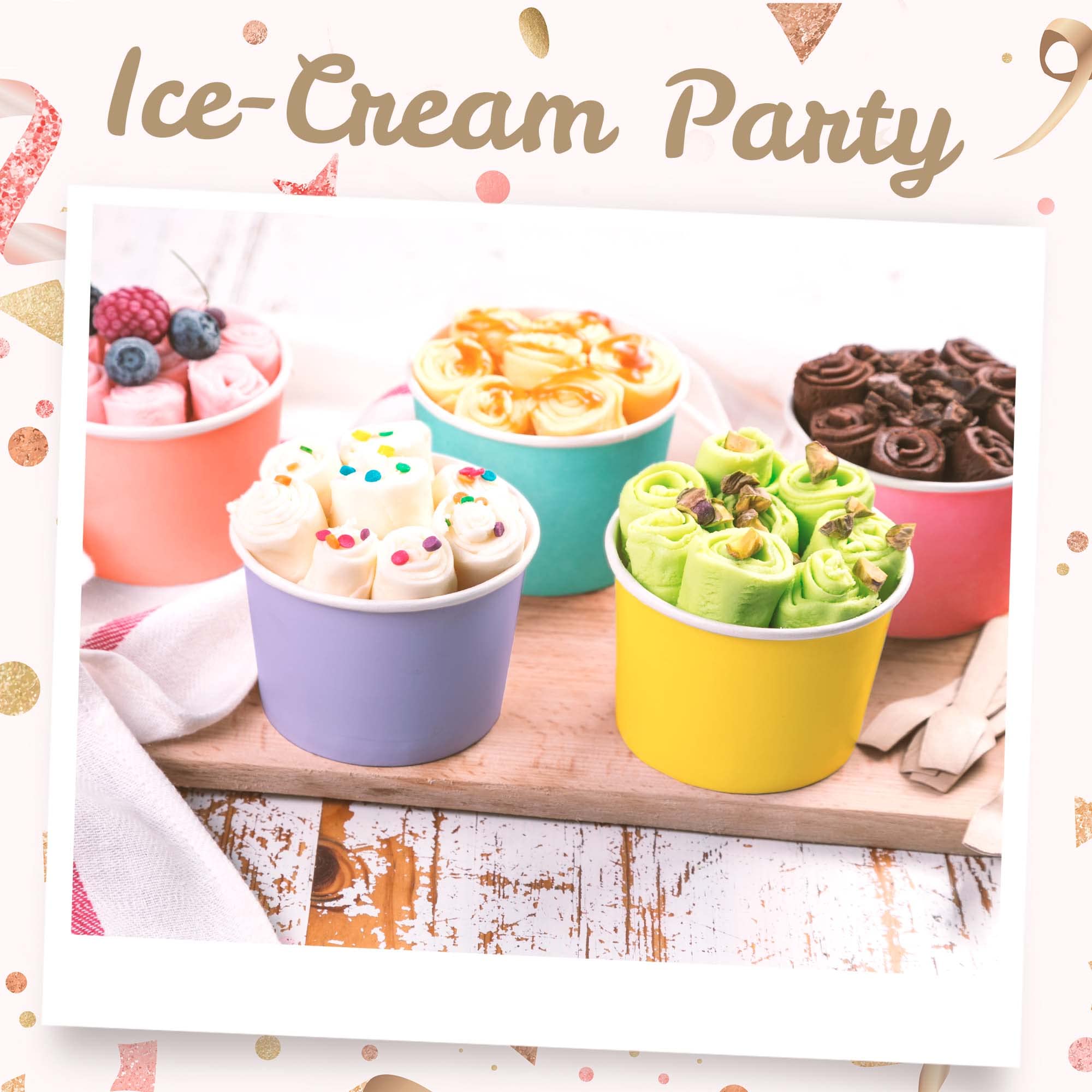 MATICAN 9-Oz Disposable Ice Cream Cups with Lids - 40-Pack Pastel Colored Paper Soup Containers for Desserts, Parties & Takeout | BPA-Free, Eco-Friendly & Leak-Proof