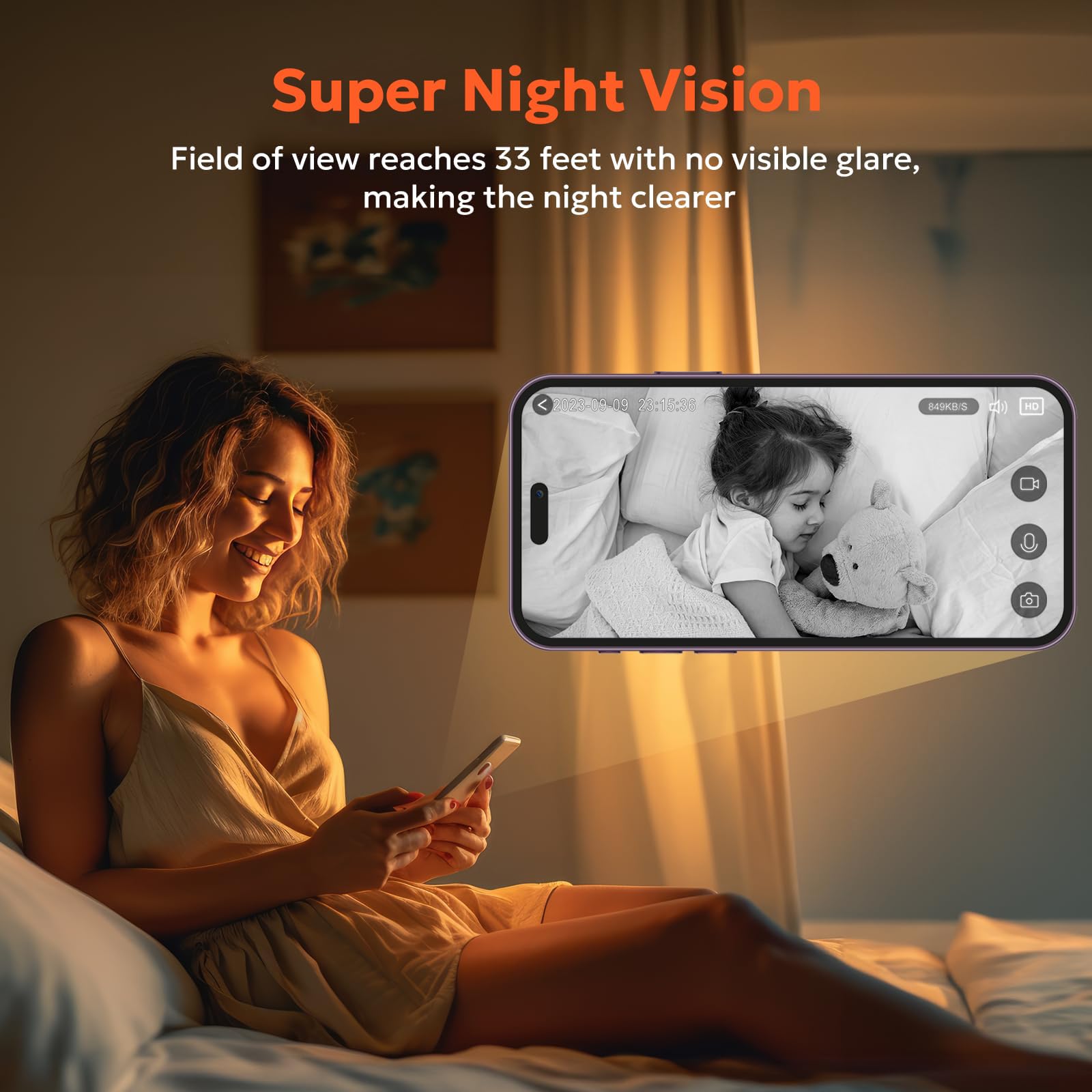 Owltron 2K Indoor Security Camera with Motion Detection, Night Vision & 2-Way Audio - Baby Monitor, Pet Camera & Elder Care - Works with Alexa & App - 2.4GHz WiFi - Perfect for Home, Nursery & Pet Monitoring